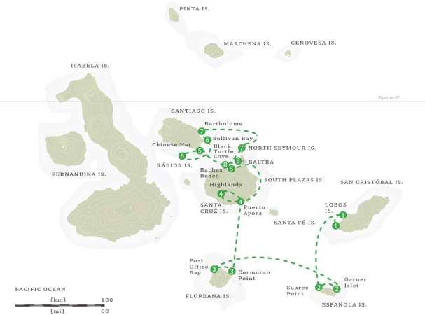 MS Beagle Itinerary Centre Southern Islands