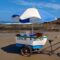 Small beach cart serving fresh ceviches and oysters on the coast of Ecuador, showcasing local seafood traditions.